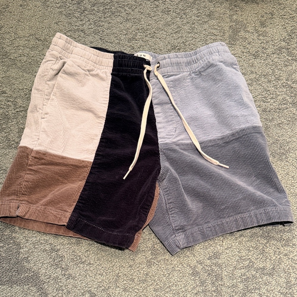 PacSun Men's Corduroy Patchwork Shorts - Black, Gray, Brown